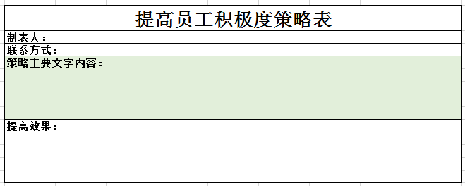 提高员工积极度策略表2 excel模板