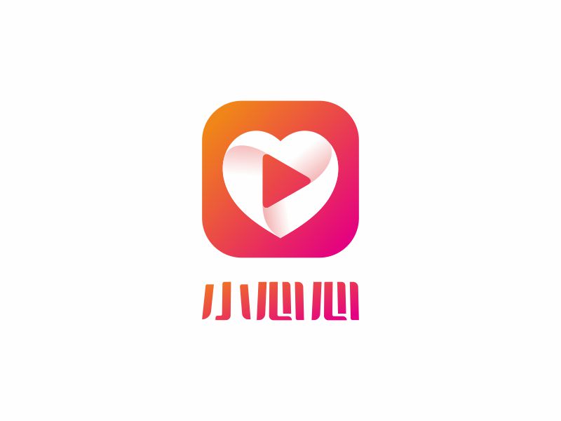 心形播放按钮Logo设计