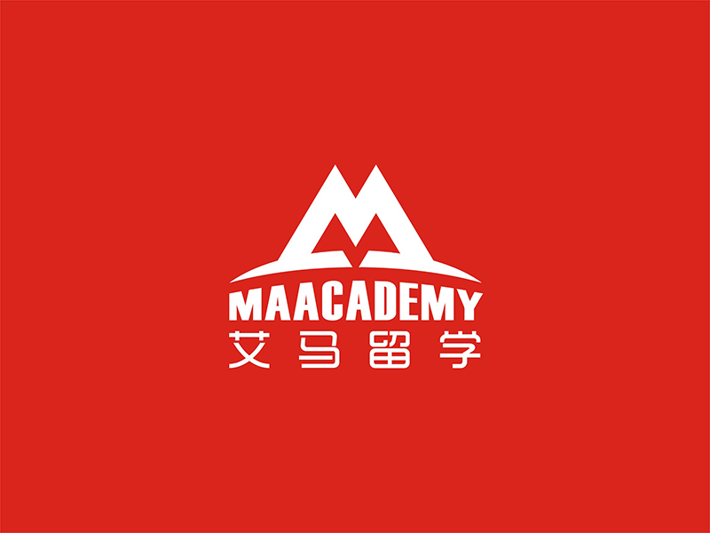 红色背景简约风格M字母logo设计