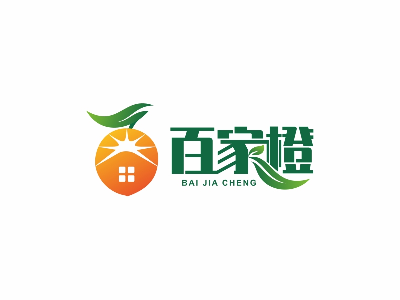 简洁现代的橙色水果logo设计