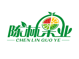 清新自然的陈林瓜果业logo设计