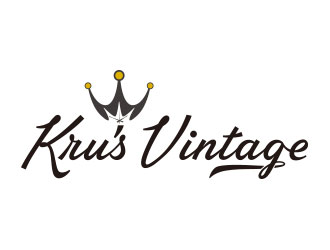Kru's Vintage: 优雅皇冠标志的复古风格logo设计