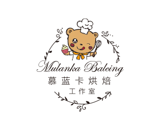 可爱熊头形象的logo设计,适合烘焙行业