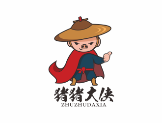 创意猪猪大侠侠logo设计:萌趣武侠风