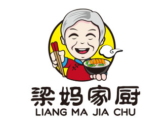 梁妈妈家家厨logo设计:温馨家庭餐饮品牌标识