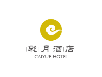 简约大气的logo设计:彩月酒店品牌标识
