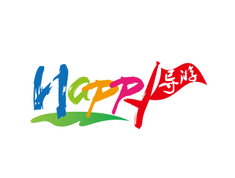 创意多彩的'Happy'与'导游'结合logo设计