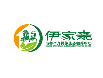 伊家家亲logo设计:民族生态与健康养护的绿色象征
