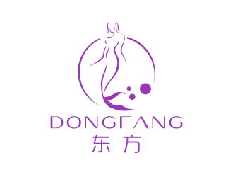 优雅女性形象与紫色圆环的logo设计