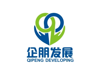 企朋发展logo设计:绿色与蓝色的和谐共生