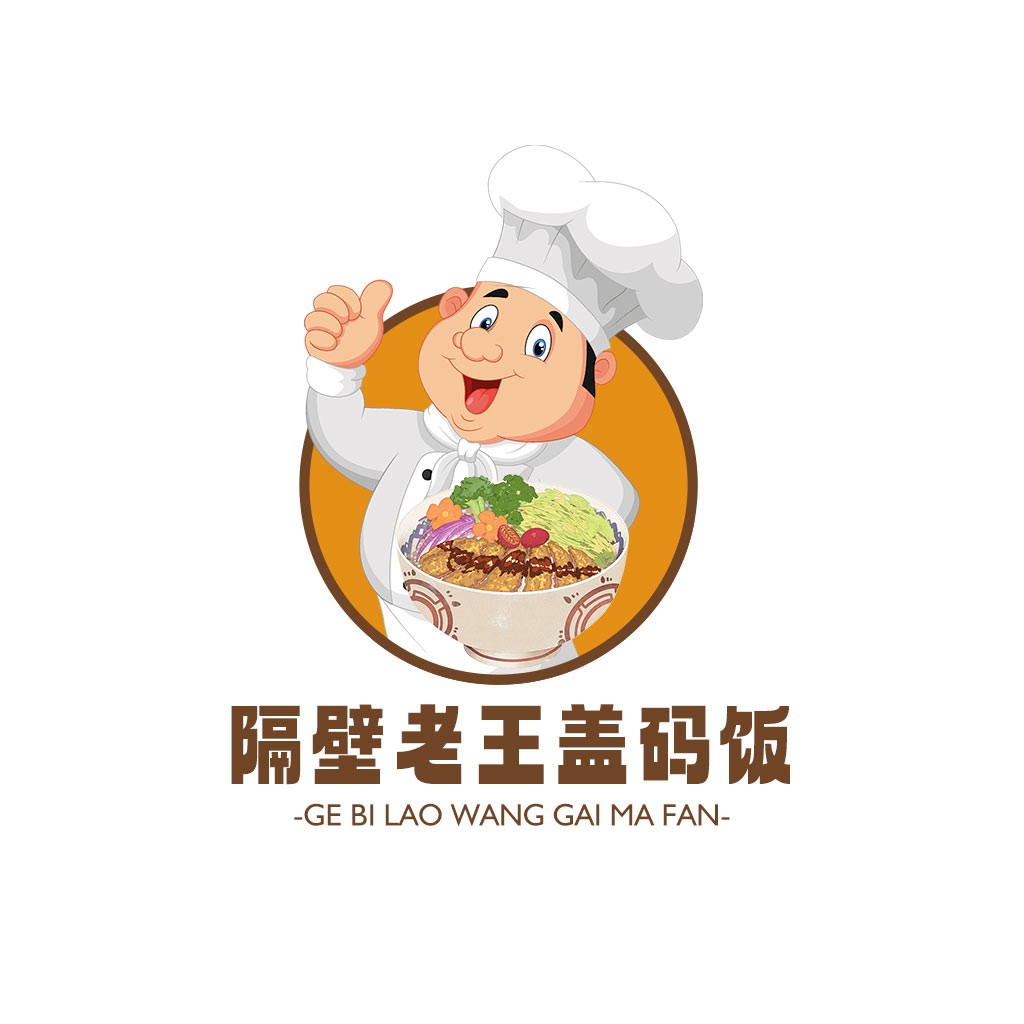 卡通厨师与美食logo设计