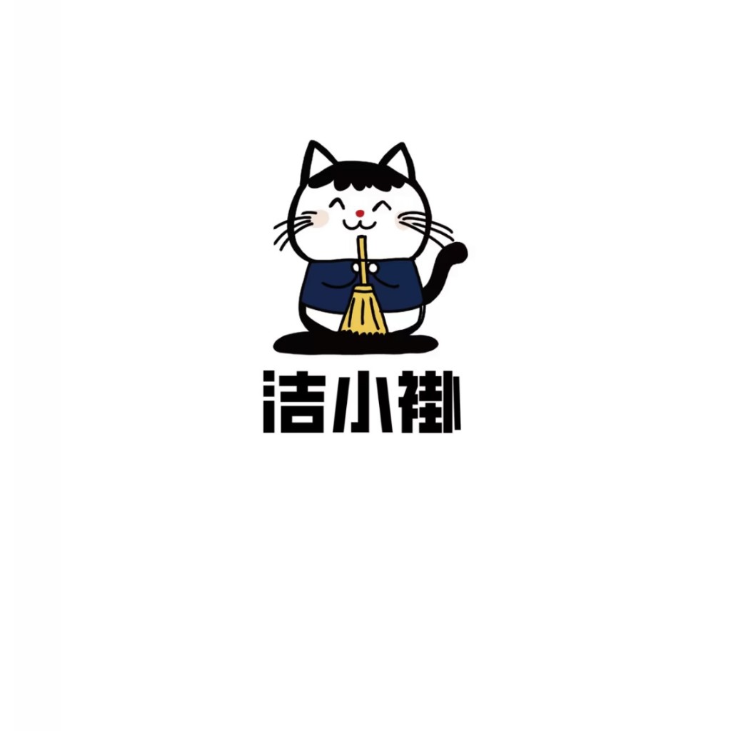 卡通猫咪清洁logo设计