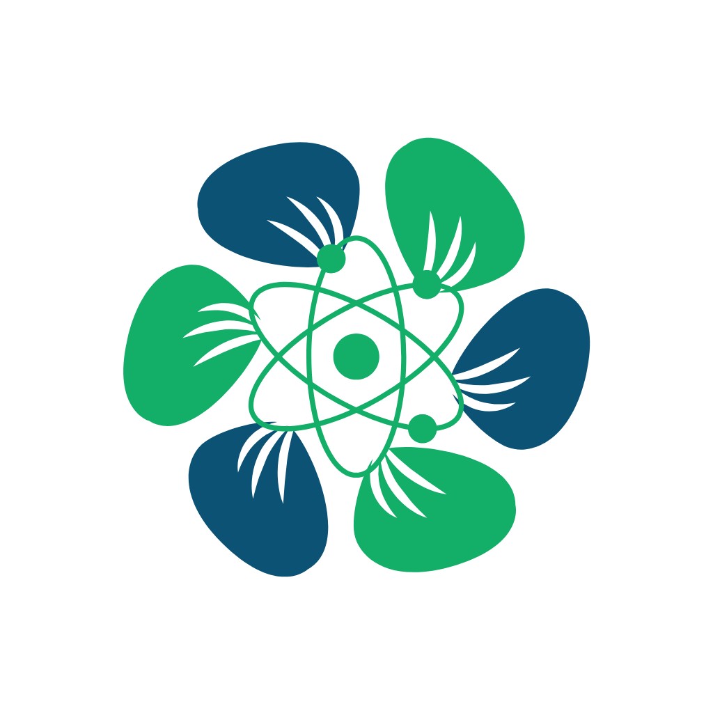 绿色原子结构植物logo设计