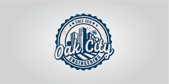 复古徽章风格的Oak City Engineering Logo设计