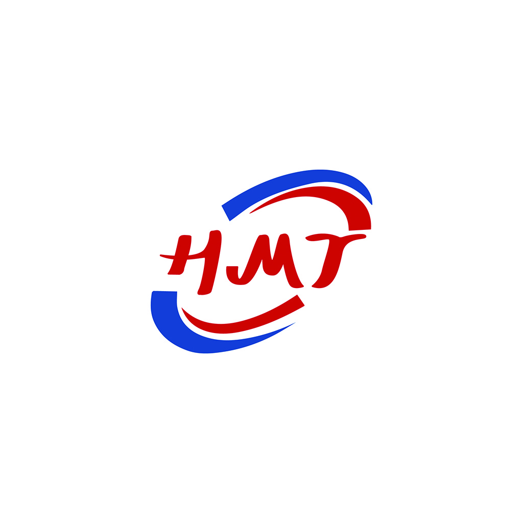 红色蓝色渐变字体的HMT字母logo设计