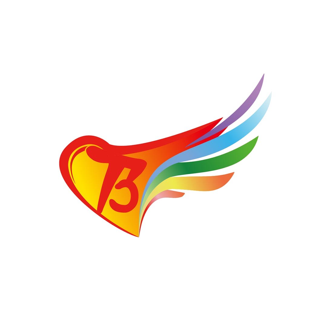 彩虹翅膀心形logo设计