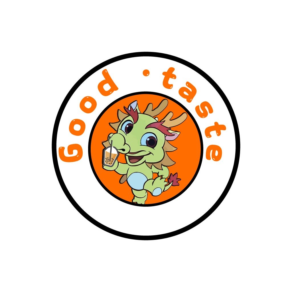 可爱龙形象饮品店logo设计