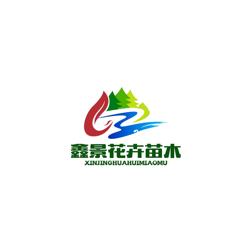 自然生态logo设计：森林河流与山峰的和谐共生