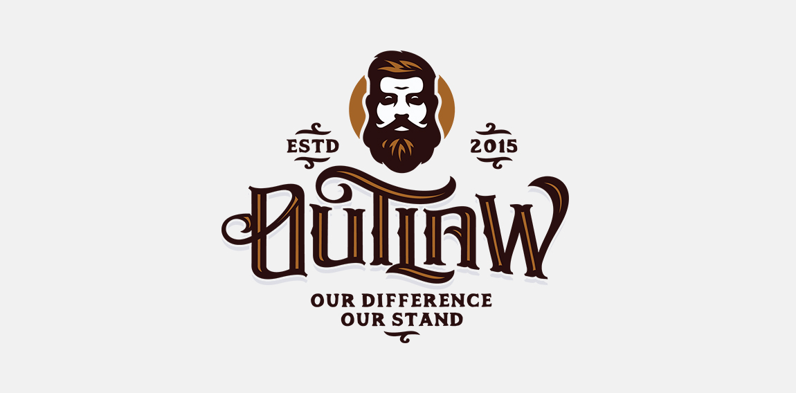 复古风格的'Outlaw'品牌logo设计