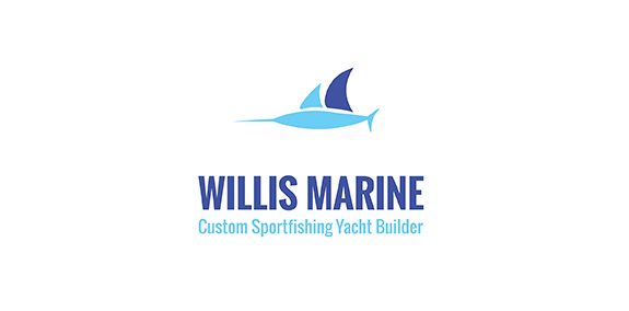 Willis Marine logo设计:定制运动钓鱼游艇建造商