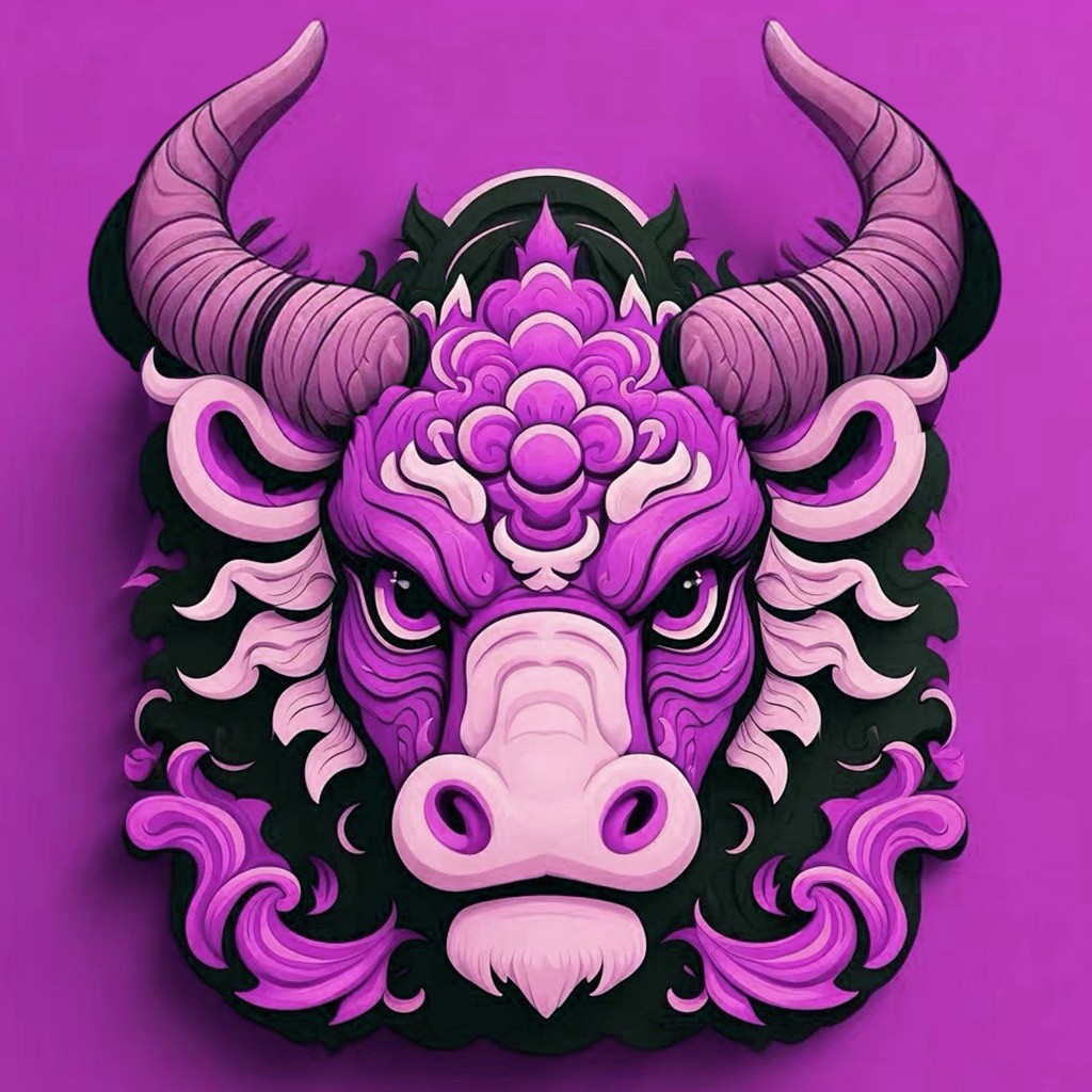 紫色牛头logo设计