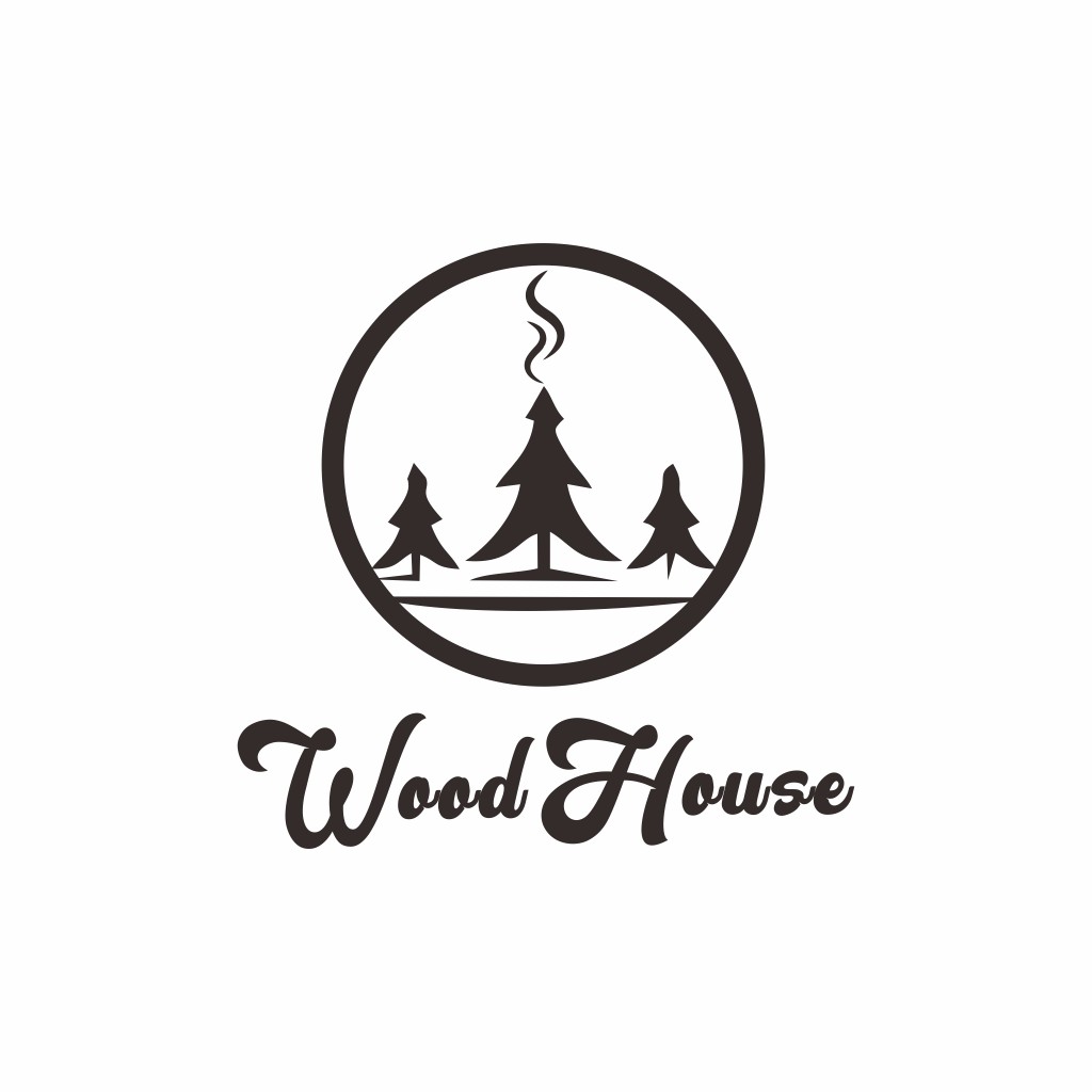 简约自然风木屋logo设计