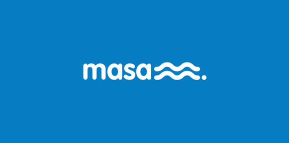 蓝色背景上的Masa logo设计