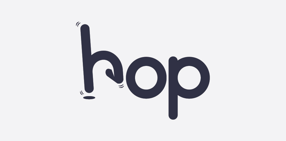 简洁动感的'hop'品牌logo设计