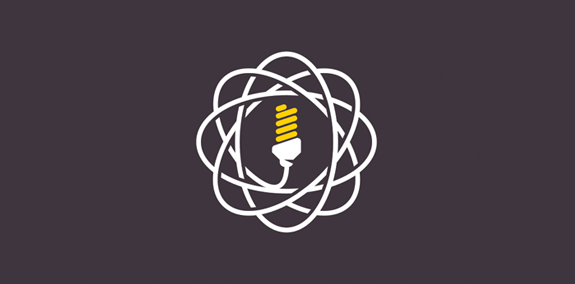 灯泡原子结构logo设计