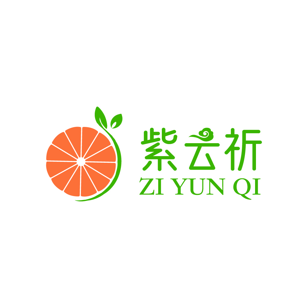 清新橙色水果logo设计