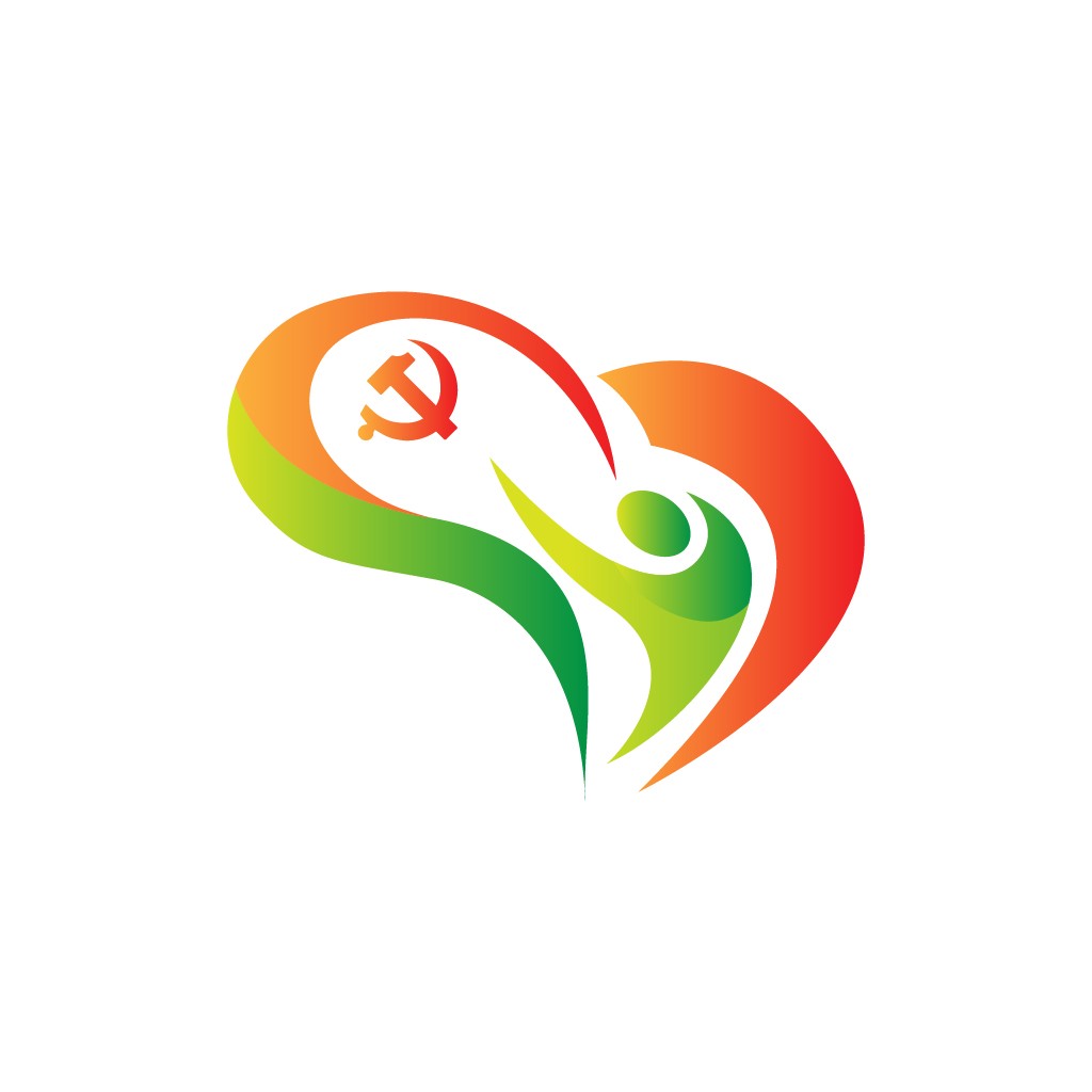 红色心形与镰刀锤子logo设计