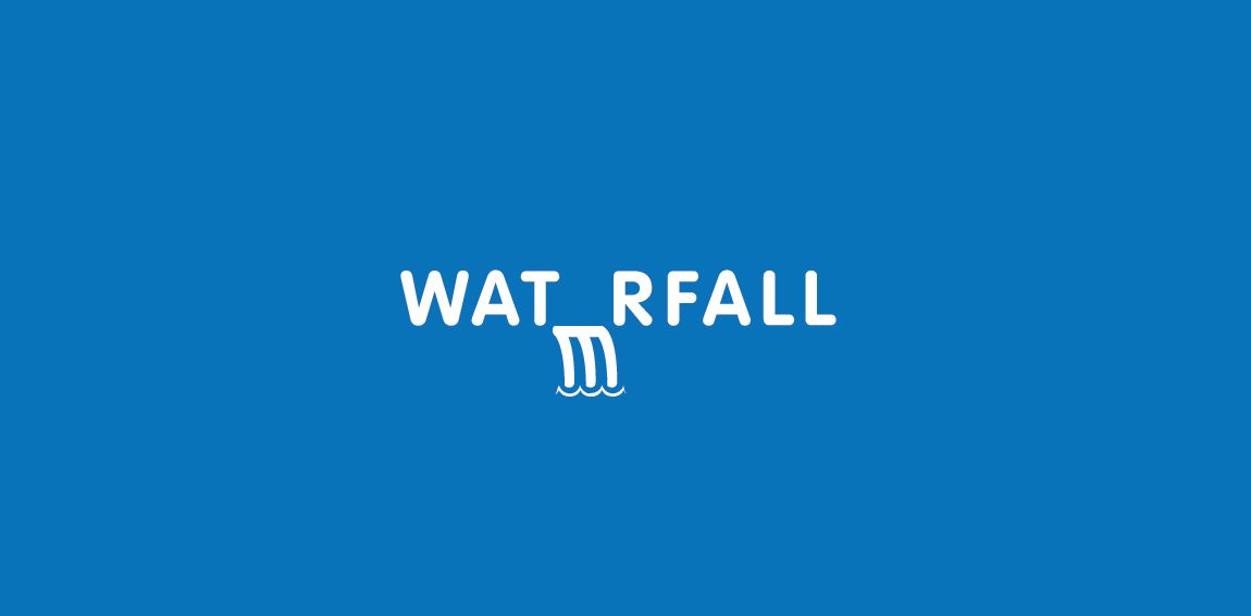 蓝色背景下的WAT R FALL Logo设计