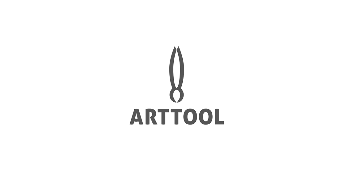 艺术工具logo设计：简约线条艺术作品