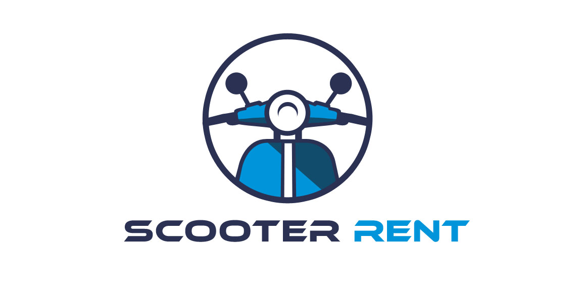 Scooter Rent Logo设计:简约电动滑板车标志
