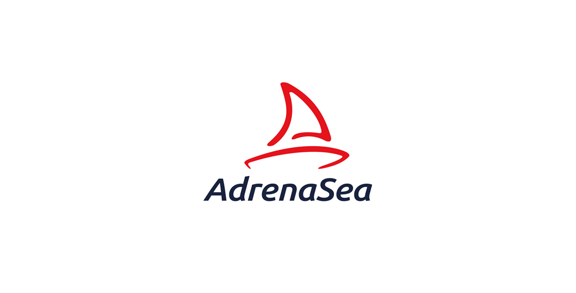 AdrenaSea logo设计:简洁海浪与鲨鱼元素