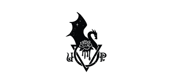 神秘玫瑰与蝙蝠logo设计