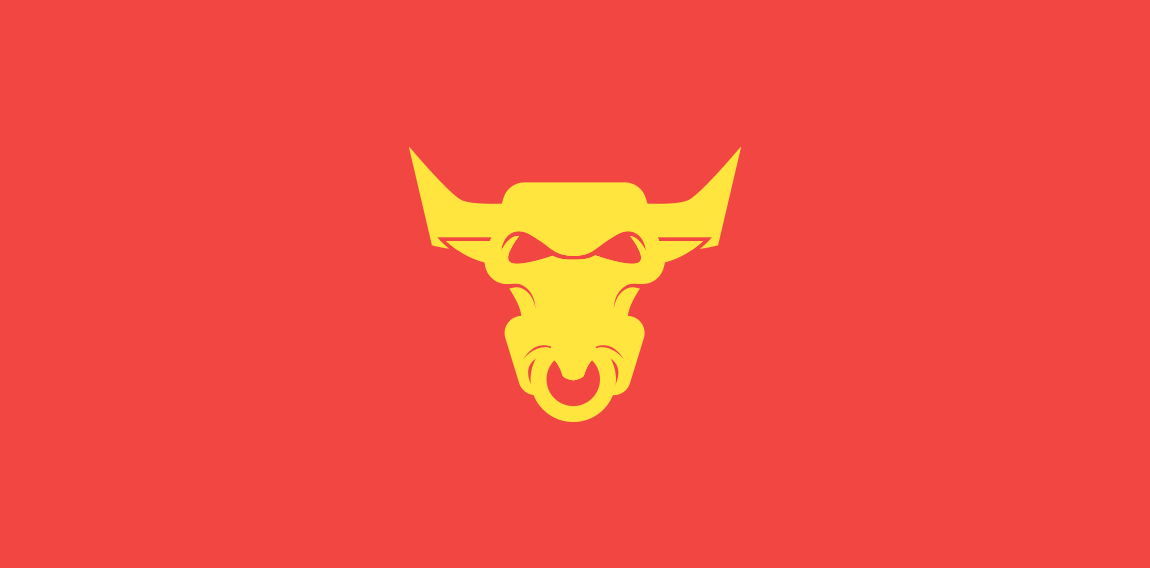 红色背景下的牛头logo设计