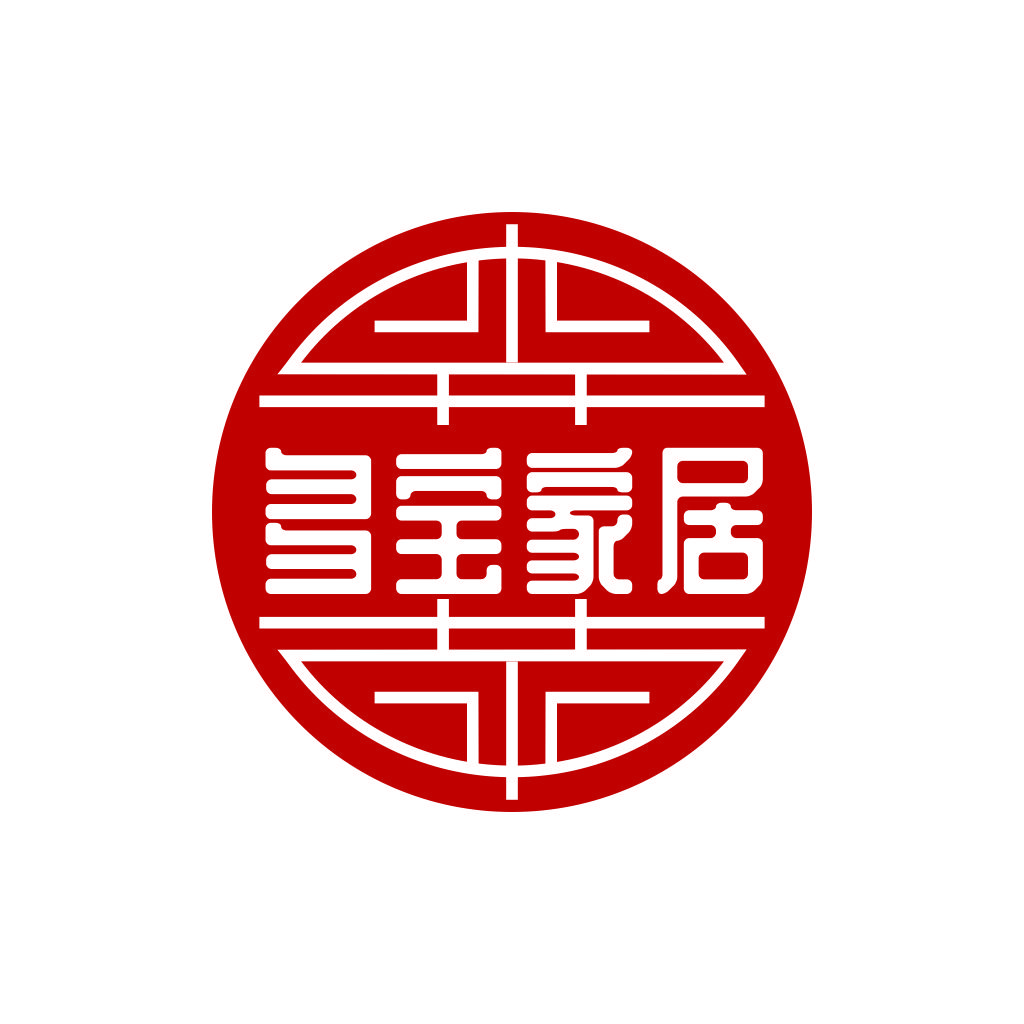 喜庆红色双喜字圆形logo设计