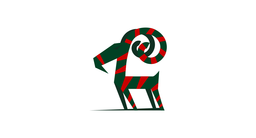 绿色红条纹山羊logo设计