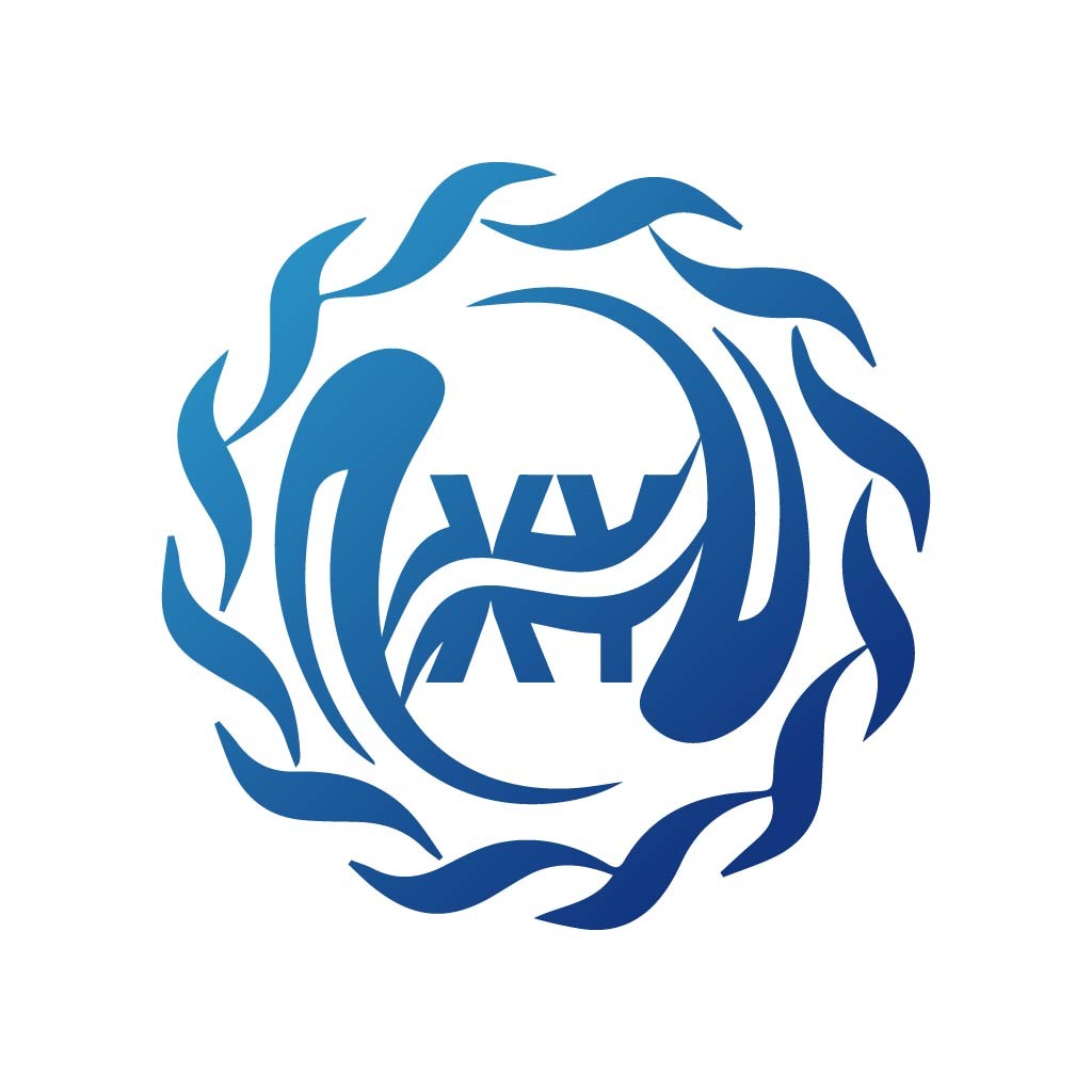 简洁现代风格的蓝色火焰logo设计