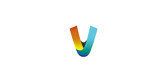 彩虹字母V创意logo设计