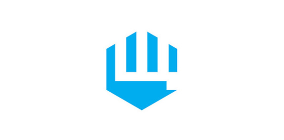 蓝色箭头盾牌logo设计