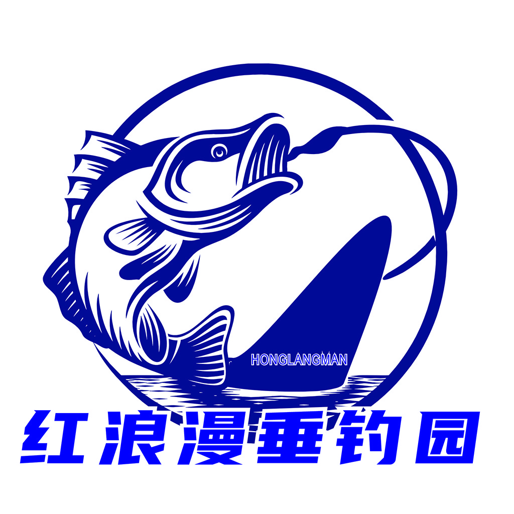 鱼跃而出的简洁钓鱼logo设计