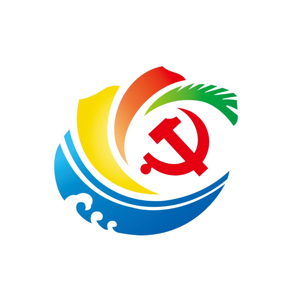红色镰刀锤子与波浪组合的党建logo设计