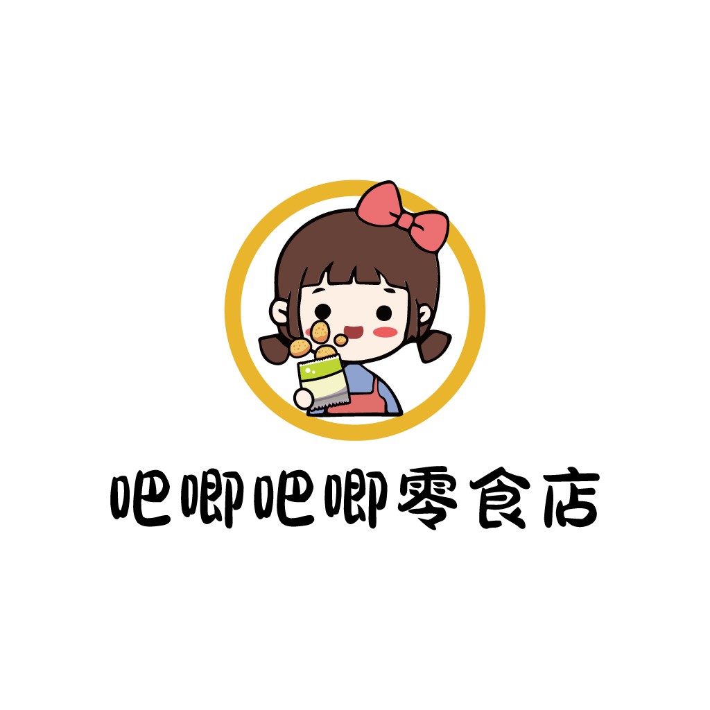 可爱卡通女孩零食店logo设计