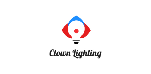 创意灯泡设计:Clown Lighting Logo