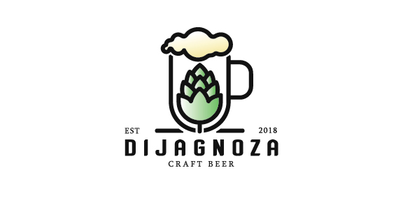 啤酒杯与啤酒花logo设计