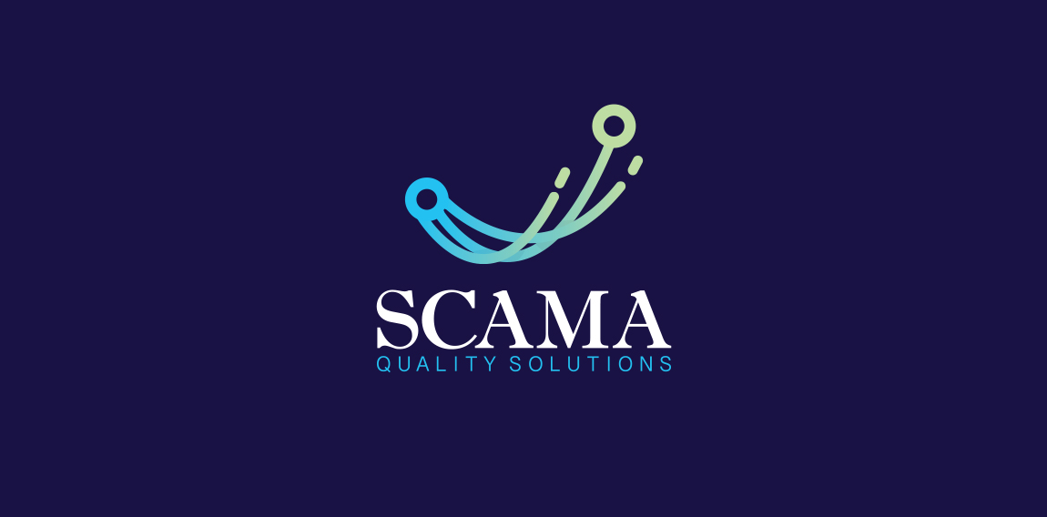 SCAMA logo设计:简洁科技感标识