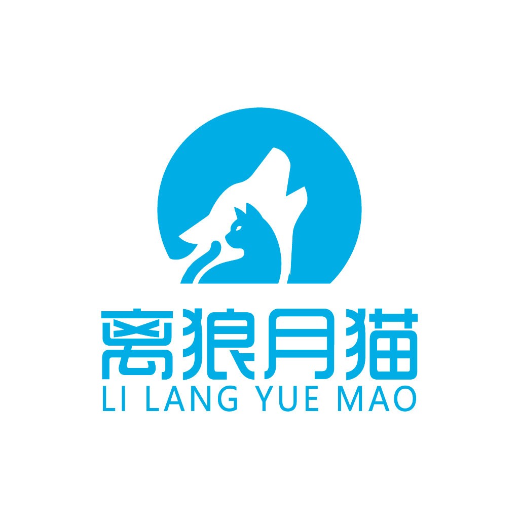 狼猫logo设计:简洁蓝白风格