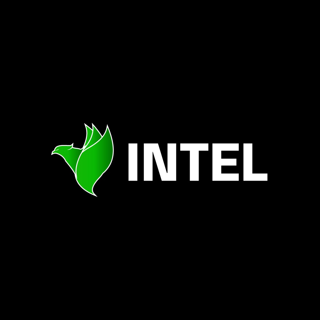 简约绿色鸟形Intel logo设计